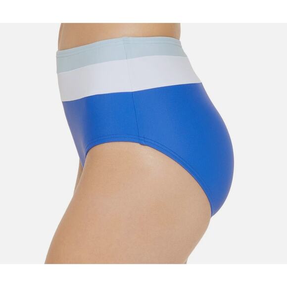 DKNY Women's Blue Colorblocked High Waist Swim Bikini Bottoms - Large NWT - Picture 3 of 4
